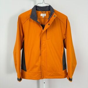 Cutters & Bucks CB Weathertec Mens Jacket Orange Grey Size S Full Zip Outdoor